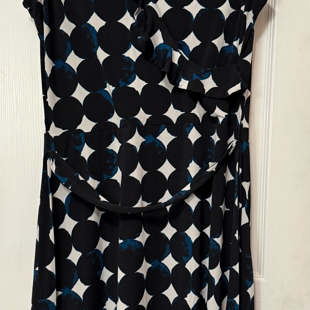 Leota Black and White Asymmetrical Sheath Dress